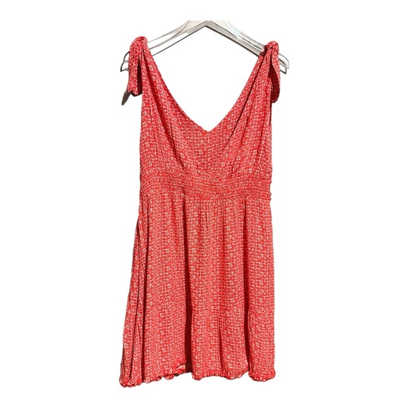 Shinestar Red/Orange Ruffle Flared Print Sundress Size XL - Picture 2 of 11